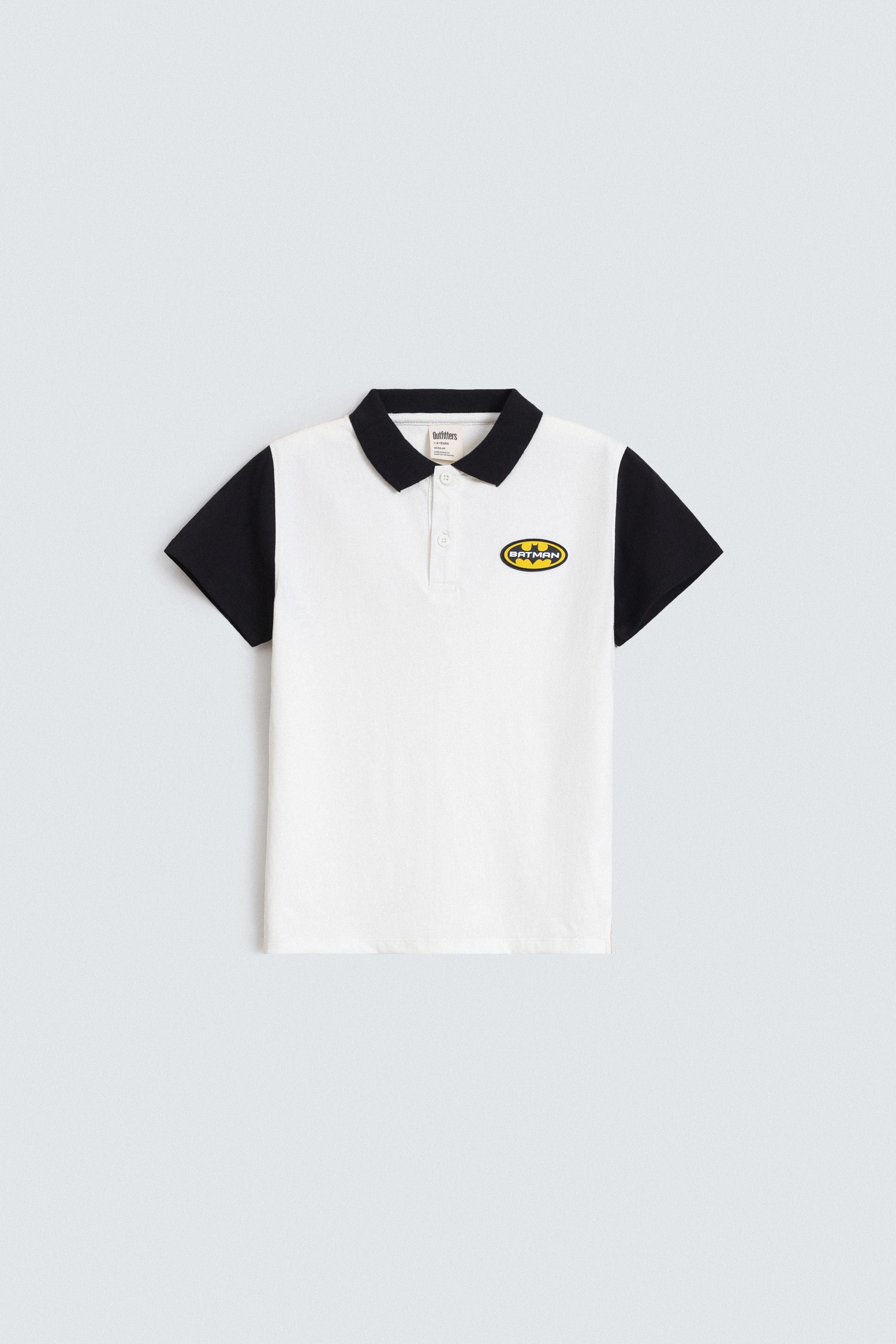 Color Block Polo Shirt with Label Patch