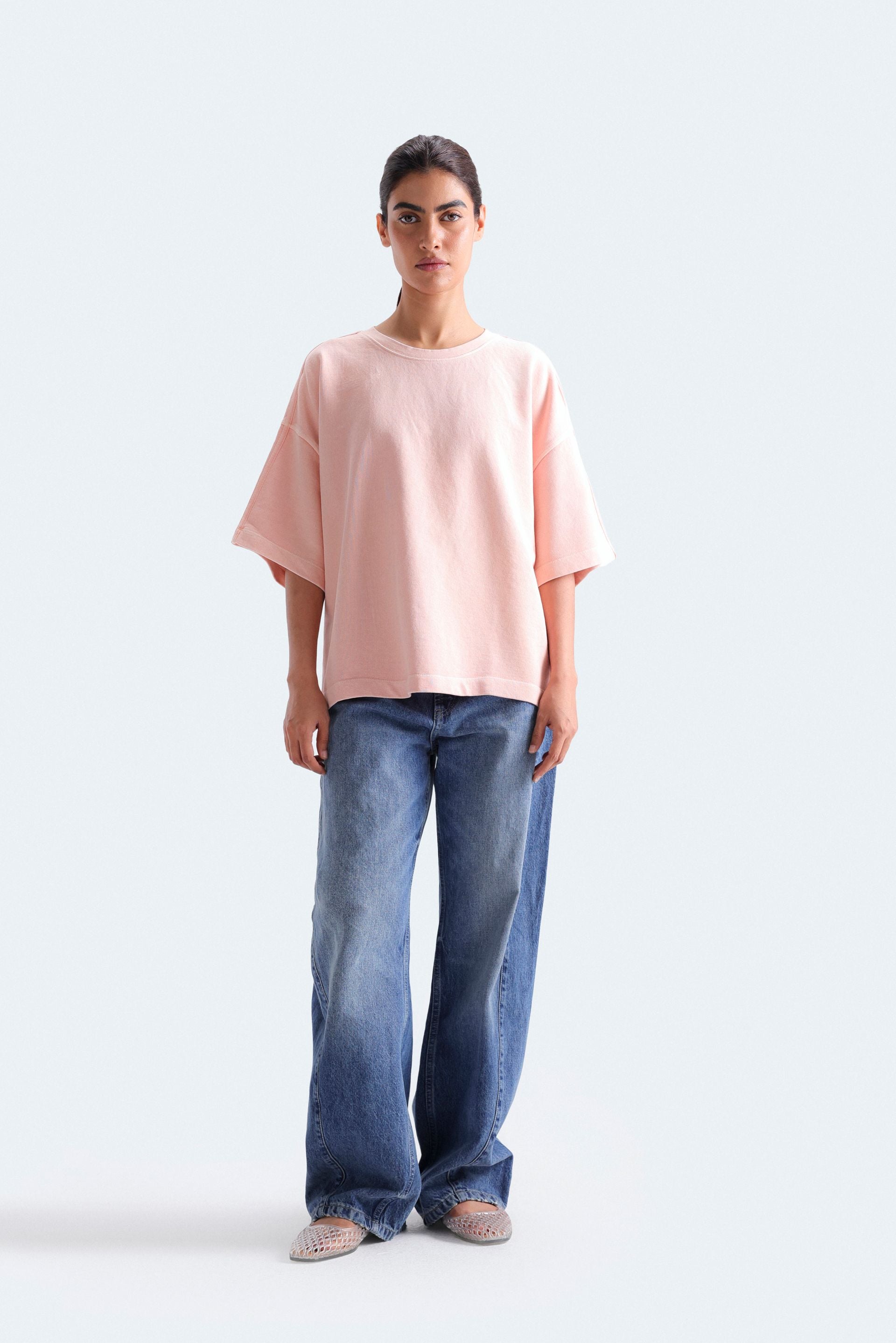 Crew Neck T-Shirt With Side Slit