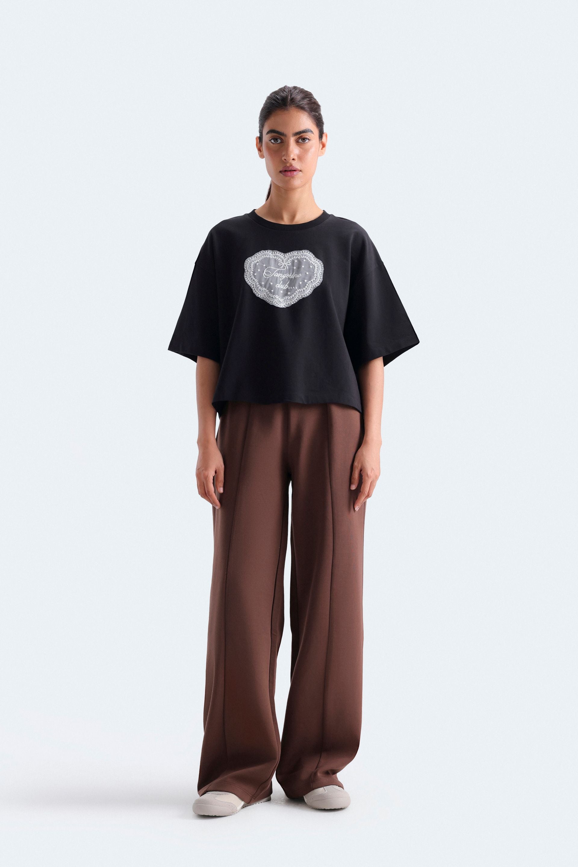 Cropped Embroidered T-Shirt