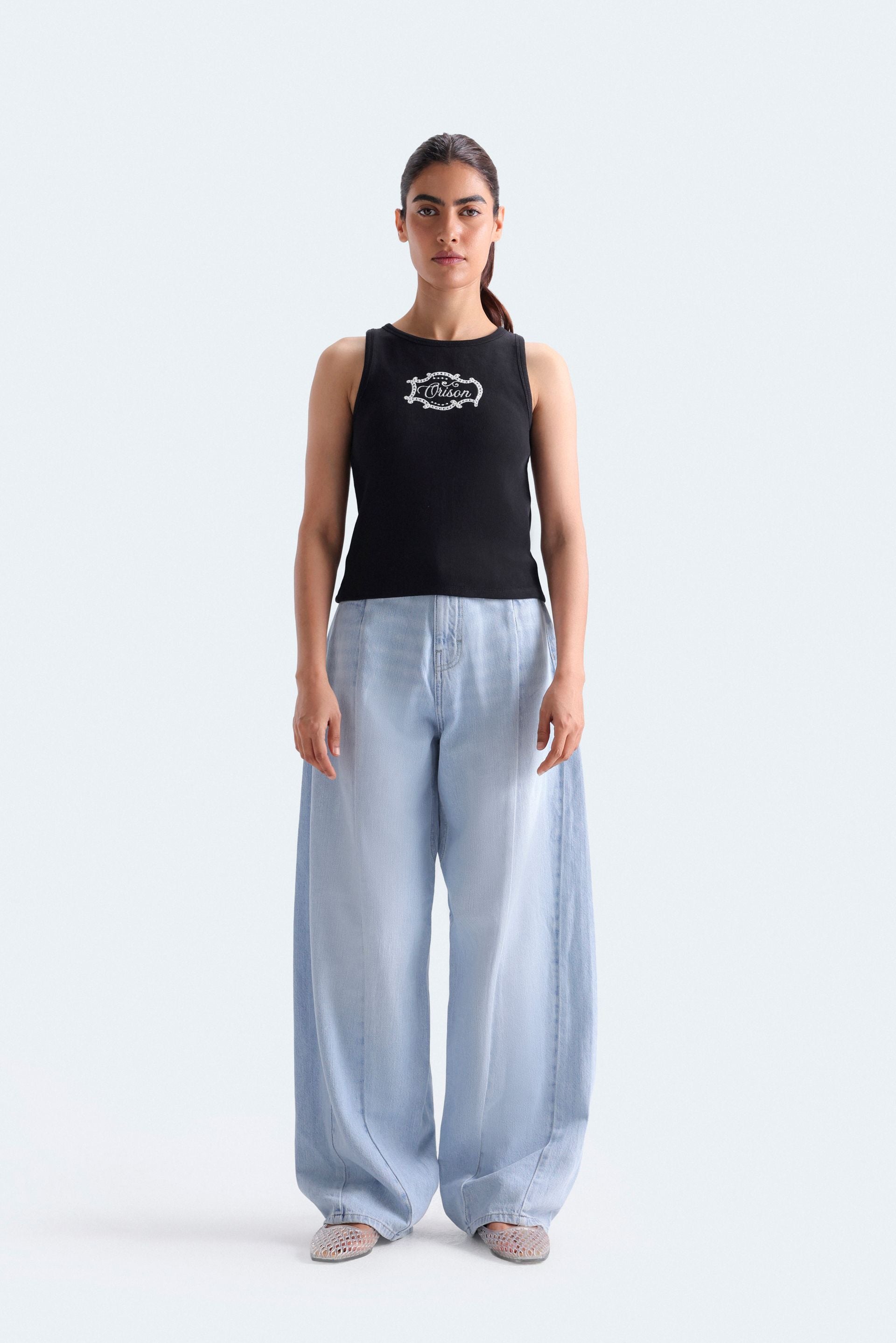 Super Cropped Embroidered Tank Top