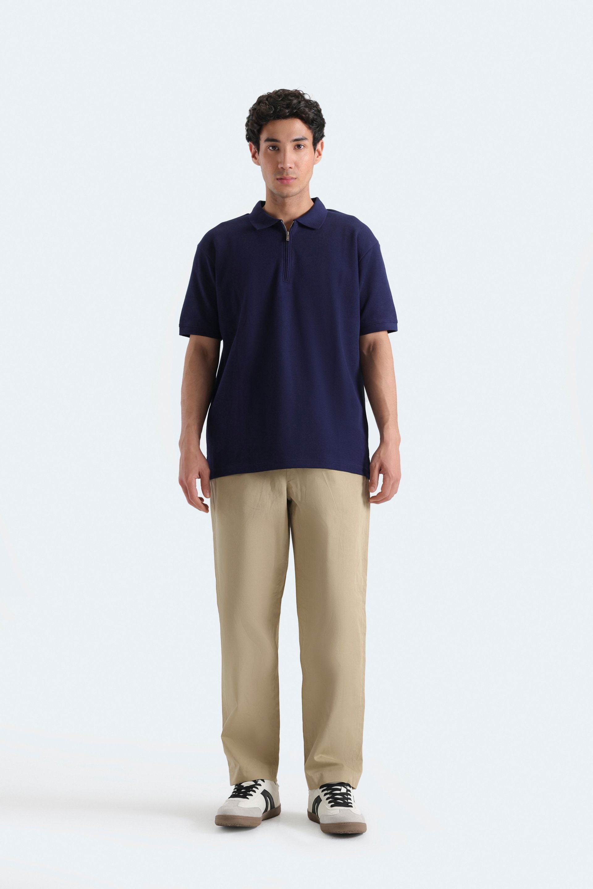 Quarter Zip-Up Polo Shirt