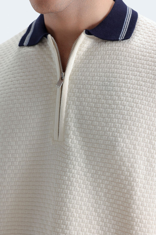 Quarter Zip Up Polo Shirt