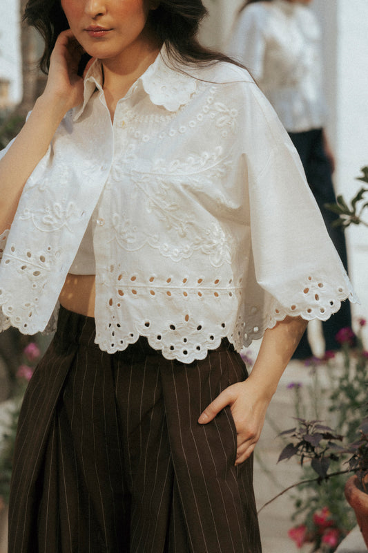 Cropped Embroidered Shirt
