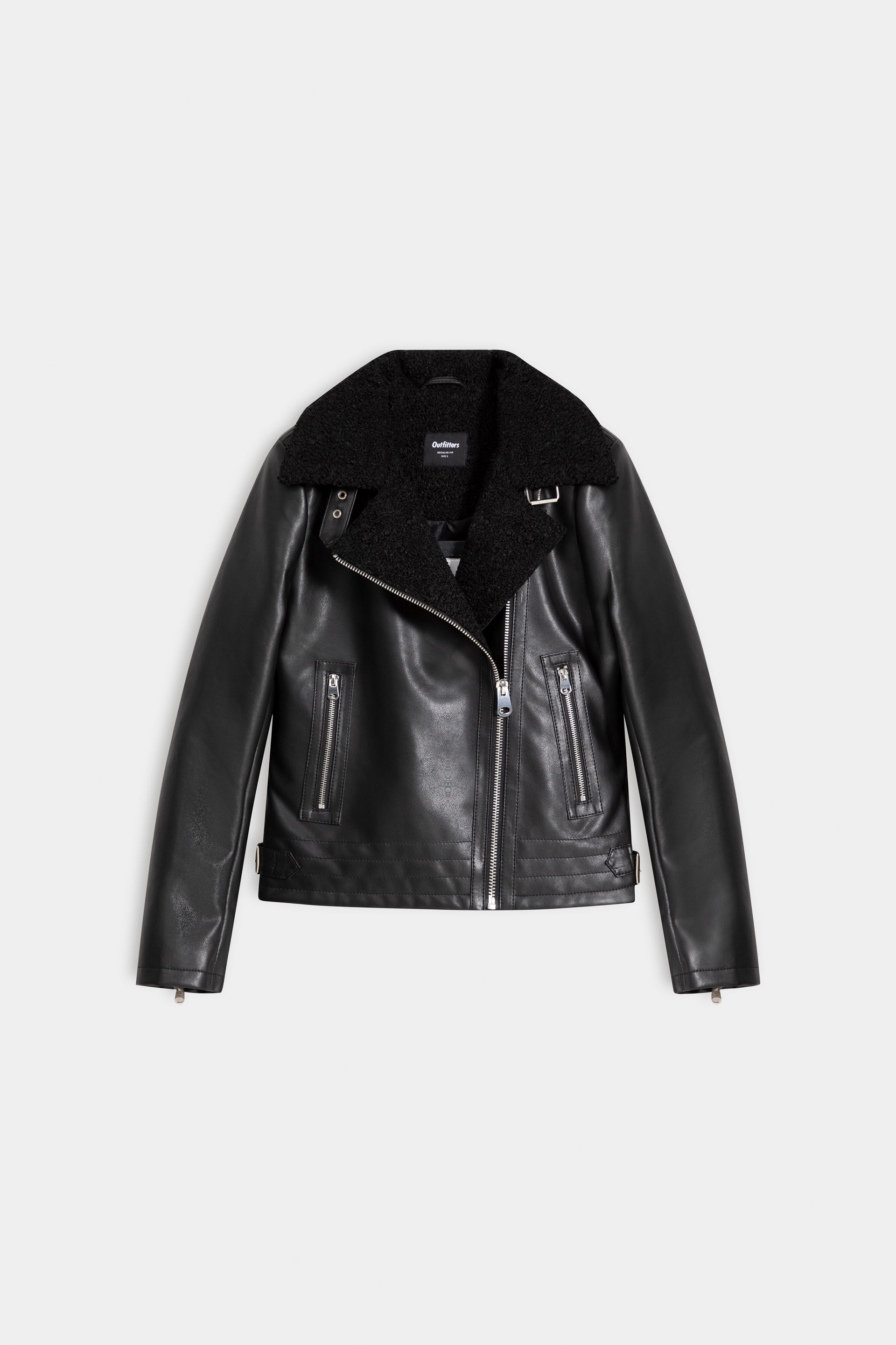 Faux Leather & Shearling Biker Jacket