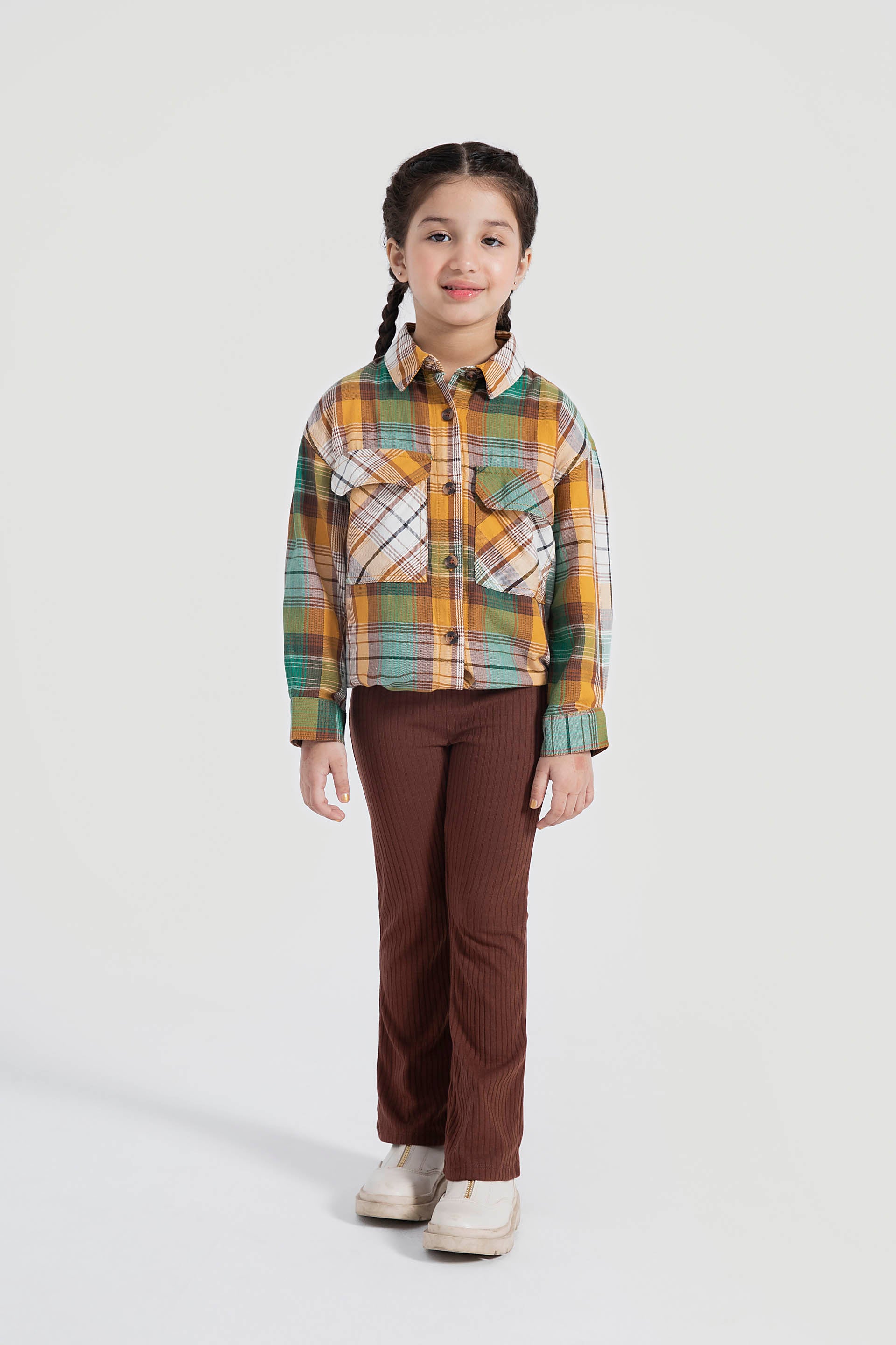Plaid Shirt with Flap Front Pockets