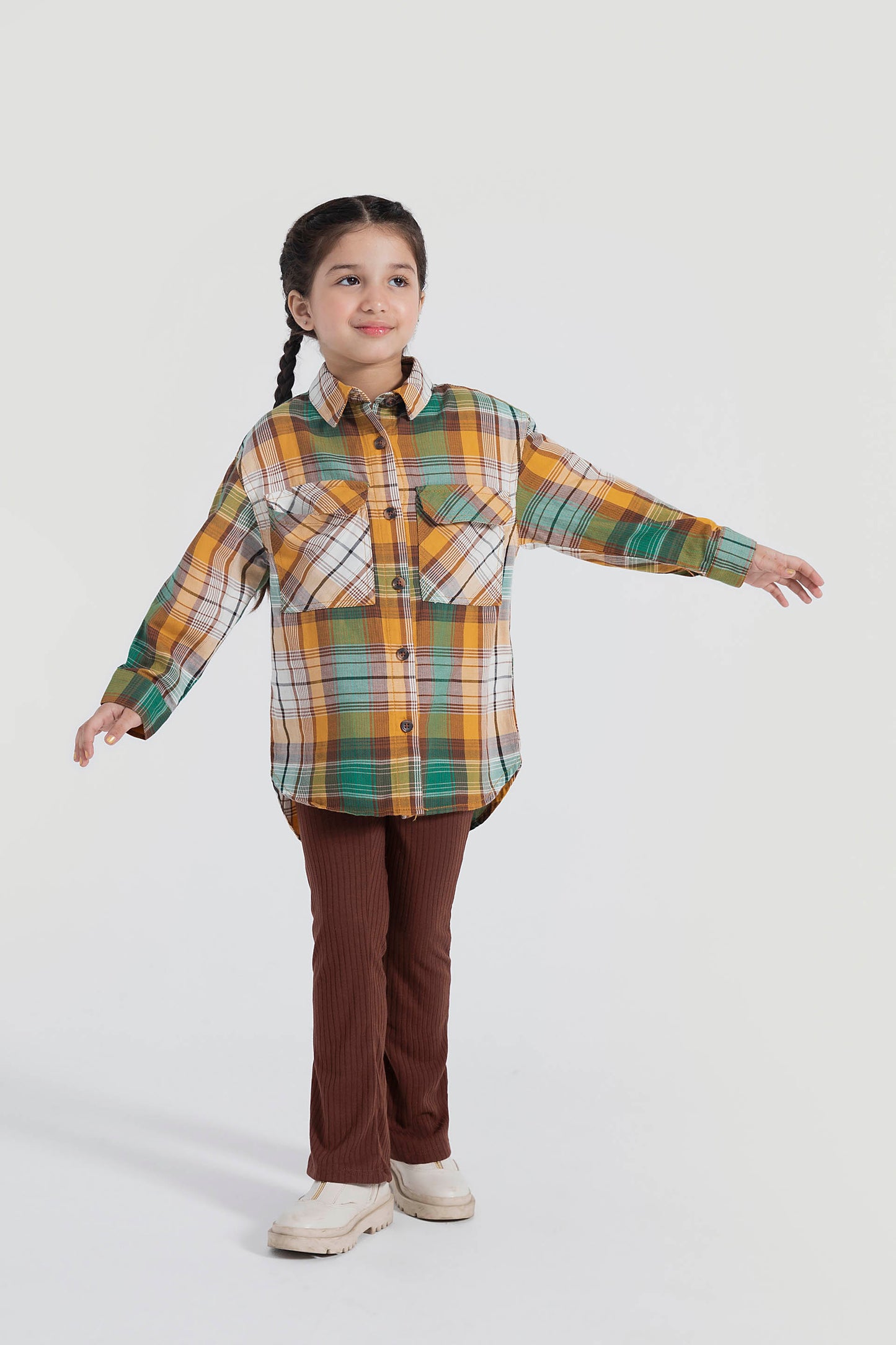 Plaid Shirt with Flap Front Pockets