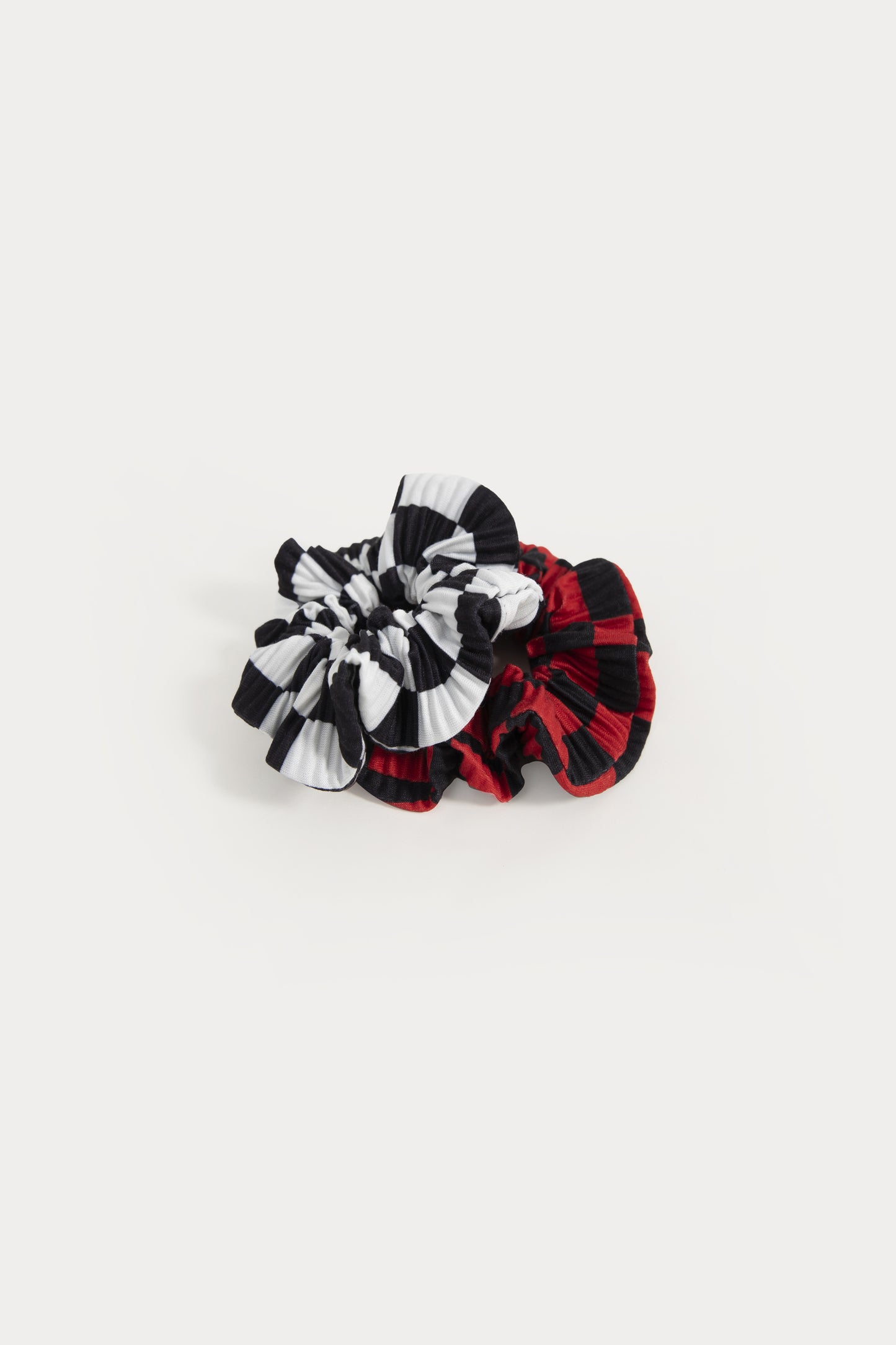 Pair of Pleated Checkered Scrunchies