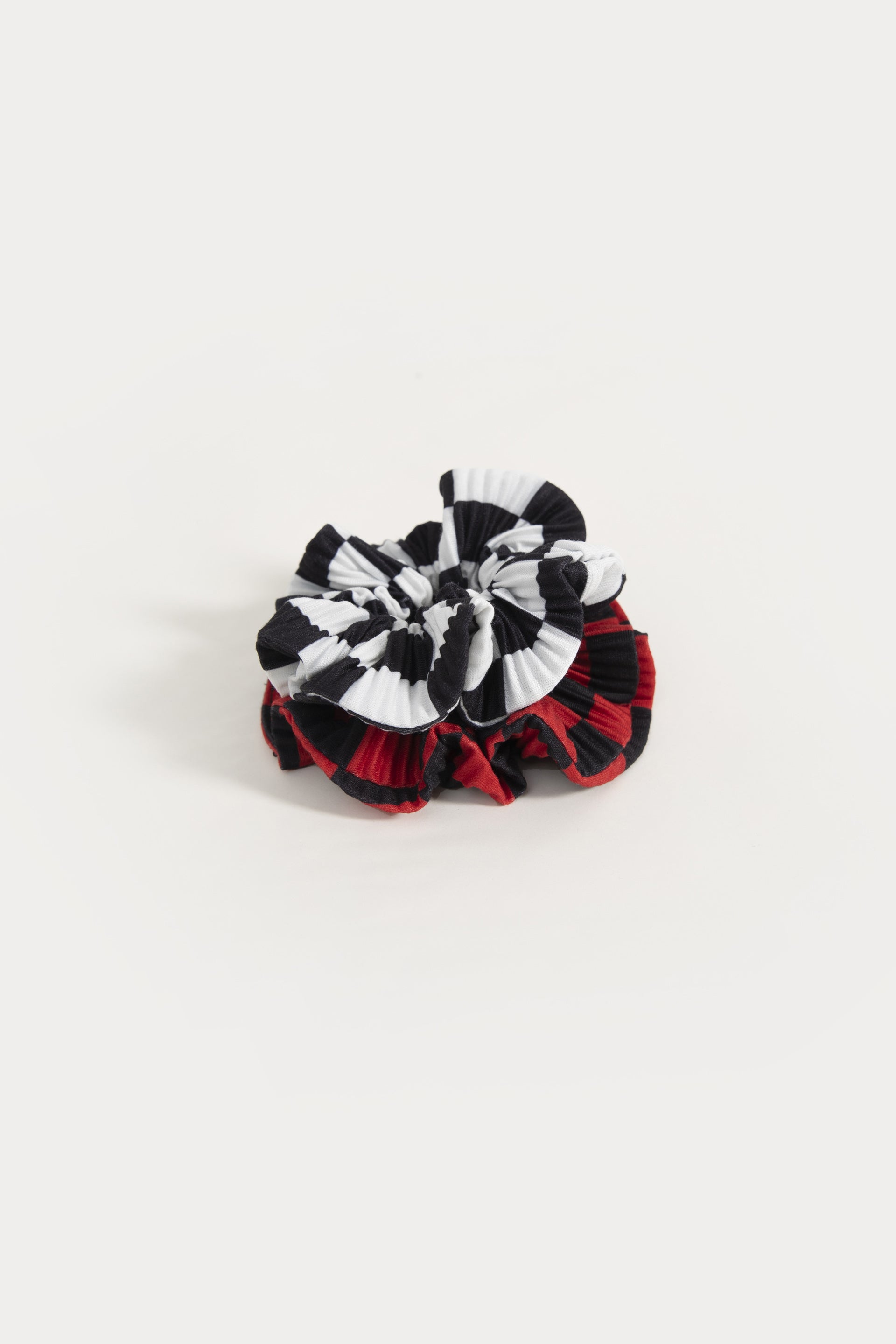 Pair of Pleated Checkered Scrunchies